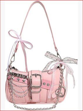 Y2k Star Embroidery Shoulder Bag Mini Chain Hobo Handbag PU Leather